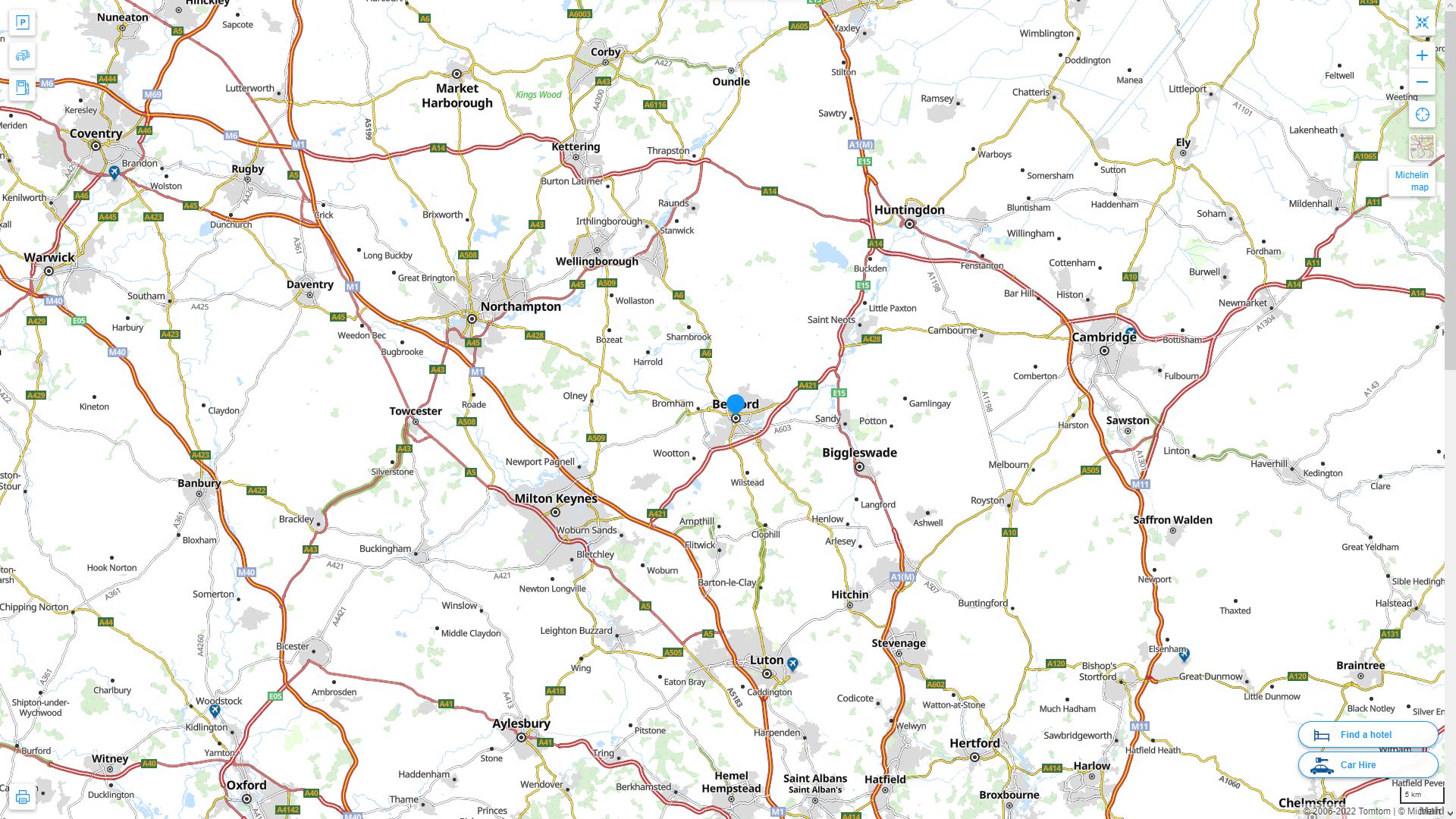 Bedford Royaume Uni Autoroute et carte routiere